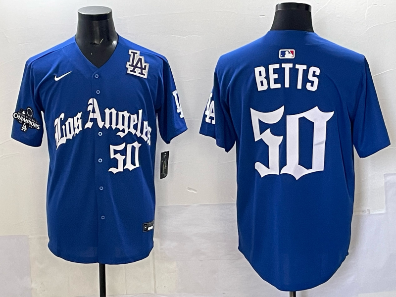 Men Los Angeles Dodgers #50 Betts Blue 2025 Nike MLB Jersey style 0011